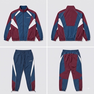 Ensemble de survêtement 2 pièces pour homme avec logo personnalisé, veste coupe-vent et pantalon color block, séchage rapide, en nylon, vêtements de sport, vente en gros, OEM - Product Image 5