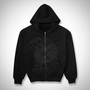 Custom Breathable Heavyweight Knitted Spider <b>Hoodie</b> Pullover Men's Washed Cotton Branded Embroidered Streetwear - Product Image 3