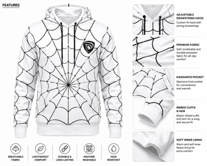 Sudadera con Capucha Spider-Man, Unisex, Blanca y Negra, Informal, Tejida, 100% Algodón, Corte Regular, Ropa Urbana de Invierno - Product Image 5