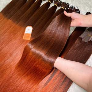 Couleur de cheveux Orange brûlé Extensions de cheveux humains vietnamiens Ombre Couleur Tendance chaude et spéciale 2025 Prix de gros Bundle - Product Image 5