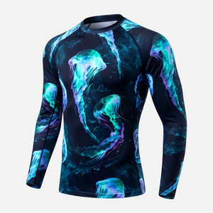 Custom Swimwear Manufacturer Men's Compression <b>Swim</b> <b>Shirt</b> Long Sleeve Rash Guard UV Protection Surfwear - Product Image 1