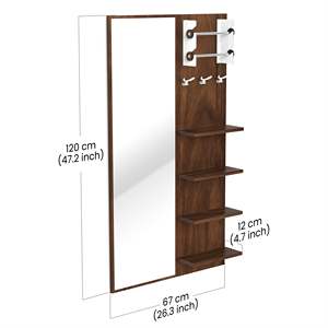 New Arrival Freddie Engineered Wood Wall Mount Dressing <b>Table</b> Organizer Makeup <b>Vanity</b> with <b>Mirror</b>, Storage Shelves. - Product Image 3