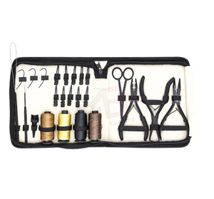 Kit d'outils de pose d'extensions capillaires en acier inoxydable de qualité chirurgicale, couleur noir mat, tendance, avec logo personnalisé - Product Image 1