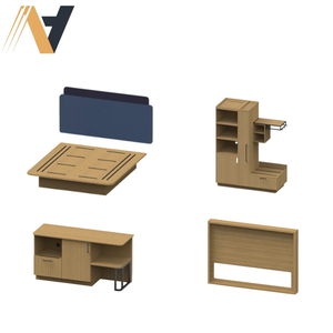 Ensemble de meubles de chambre d'hôtel Hampton Inn économique, bois de chêne, métal, moderne, lit double, lit king-size, ottoman, OEM ODM, usine au Vietnam - Product Image 3