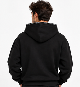 Custom Blanket <b>Stitch</b> <b>Hoodie</b> for Men <b>Oversized</b> Pullover Sweatshirt Wholesale Regular Fit Pullover with Kangaroo Pocket - Product Image 2