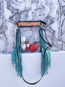 Bolso transparente con flecos de cuero tallado a mano, bolso elegante, multiusos, Color turquesa para mujer, multiusos - Product Image 4