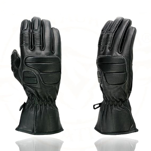 Gants de moto pour homme Samroz Sports en cuir noir avec rembourrage au dos - Product Image 3