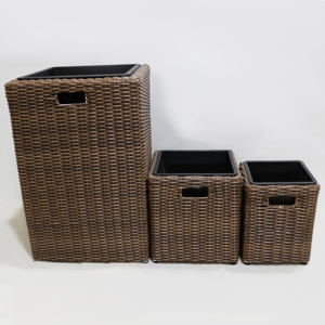 Retro Style Rattan Design PP <b>Plastic</b> Flower <b>Planter</b> <b>Pot</b> for Garden & Home Use - Product Image 6