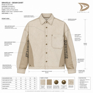 Veste en jean bleu délavé avec rivets en laiton et insignes cousus, coupe ample, style rétro années 90, unisexe, type shacket - Product Image 6