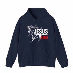 Jesus Is King <b>Kingdom</b> Living Hoodie Men Women Youth University College Cotton Fleece Custom Printing - Product Image 1