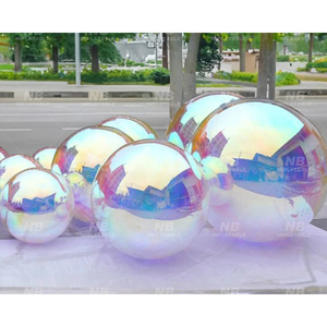 Boules de Noël et de mariage en PVC effet miroir, décorations argentées, roses, dorées, rouges, grandes, brillantes, imperméables, gonflables, ballons réfléchissants - Product Image 2