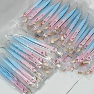 <b>Pink</b> Stainless Steel Eyelash Tweezers Smooth Tip Precision <b>Tool</b> for Lash Application Packaging - Product Image 4