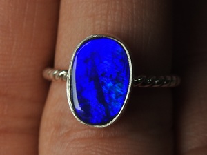 แหวนโอปอลออสเตรเลียปรับขนาดได้-เงินแท้ 925-พลอยประจำเดือนตุลาคม-โอปอลดับเบิ้ล-เครื่องประดับทำมือ-ของขวัญสำหรับเธอ-MS - Product Image 5