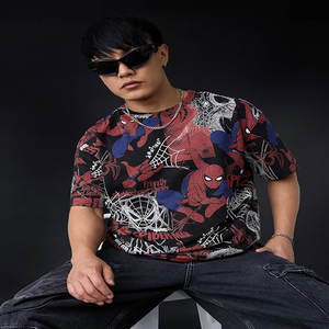 T-shirt pour homme en coton uni, à séchage rapide, respirant, tendance, ample, à épaules tombantes, manches courtes - Product Image 2