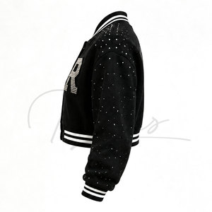 Wholesale Custom TELLUS APPAREL Women's Breathable Wool Varsity <b>Jackets</b> Solid Baseball <b>Jackets</b> Autumn Winter Wear OEM - Product Image 4