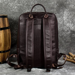 Sac à dos en cuir véritable de qualité supérieure, style vintage, souple, avec sangle réglable, fermeture à glissière et fermoir, unisexe, multifonctionnel - Product Image 3