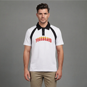 Polo homme grande taille respirant de qualité supérieure, impression logo personnalisée, manches courtes, 2 couleurs, 100% coton. - Product Image 1