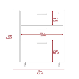 Armadietto Danbury a tre cassetti con piano superiore e quattro ruote nere - Organizer per e-commerce Depot - Product Image 3
