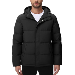 Wholesale Custom Men's Puffer <b>Jacket</b> Plus Size Soft Waterproof Outdoor Black Fashionable Winter Fabric Manufacturer - Product Image 2