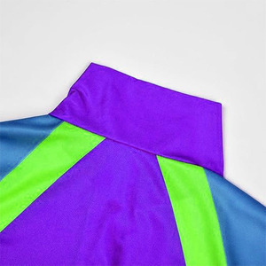 Survêtement pour filles, couleurs violet et vert, blocs de couleurs, fermeture éclair intégrale, col montant, style sportif décontracté, vêtements de printemps, 100 % polyester respirant - Product Image 2
