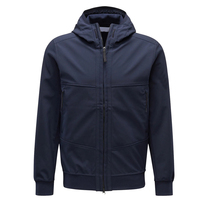 Blouson à capuche bleu marine pour homme, en toile, coupe-vent, fermeture éclair, vêtement d'hiver décontracté, coupe régulière, couleur unie, polyester