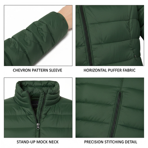 Women's Winter Knitted Puffer Jacket Waterproof Breathable Polyester Filled Embroidery Outdoor Coat Regular Length Stand Collar - Product Image 6