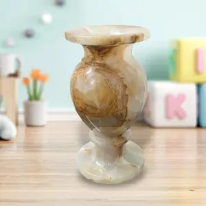 Pots et vases traditionnels en marbre onyx de luxe, sculptés à la main, écologiques, durables, pour une utilisation intérieure/extérieure à la maison et au jardin - Product Image 1