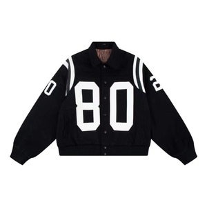 Black Letterman Varsity <b>Jacket</b> Men Turn-Down Collar Embroidered <b>Patch</b> Long Sleeve Bomber <b>Jacket</b> <b>for</b> Winter - Product Image 5