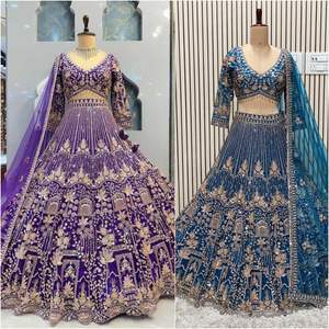 Elegante Lehenga Choli de Red Suave de Calidad Premium con Lentejuelas, Estilo Indio-Pakistaní, con Patta de Lona, Largo hasta el Suelo, para Bodas de Verano - Product Image 3