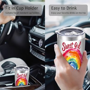 Sweet Girl Rainbow Tumbler 20oz Stainless Steel Vacuum Insulated Travel <b>Mug</b> - Product Image 4