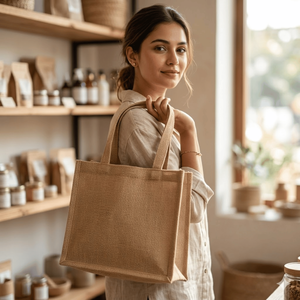 High Quality Economical <b>Canvas</b> Tote <b>Bag</b> | Reusable Eco Friendly Shopping <b>Bag</b> Rope for Groceries Daily Use | Custom Logo Print - Product Image 3