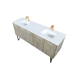 Mobile Bagno Doppio Rustico in Acacia 72 Pollici Largo con 20 pollici. Set Rubinetto in Oro Rosa e Top in Quarzo Bianco per il Tuo Bagno - Product Image 4