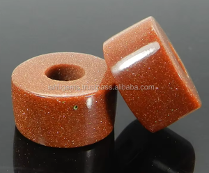 Perles à pneus lisses de 4x14x8x5mm, pierres de soleil synthétiques, à gros trous, couleur marron, IG0110 - Product Image 3