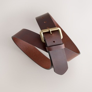 Ceinture décontractée classique en cuir pleine fleur tanné végétal marron pour homme avec boucle à ardillon élégante - Product Image 2