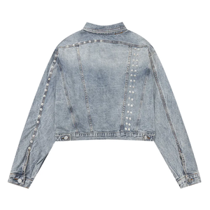 Acid Washed <b>Men</b> <b>Jeans</b> <b>Jacket</b> Gradient Spray Denim <b>Jacket</b> for <b>Men</b> - Product Image 2