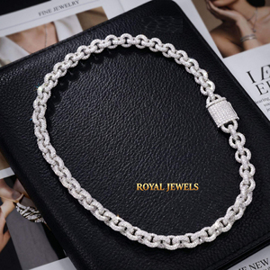 Moissanite Cuban Link Chain <b>Necklace</b> Iced Out Pendant Neckwear <b>for</b> <b>Men</b> and Women Party <b>Silver</b> Jewelry - Product Image 6