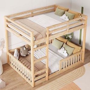 Lit superposé en bois massif naturel avec échelle et barrières de sécurité, arrivée prévue le 7.3 - Product Image 3