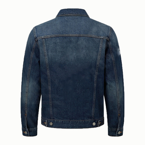 Veste en jean pour homme, manches longues, délavée, boutonnée, col rabattu, décontractée, automne, coton, couleur unie, coupe classique - Product Image 6