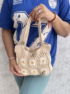 มาใหม่ล่าสุดฤดูร้อนชายหาดฟางกระเป๋าโบฮีเมียนโครเชต์ Handmade กระเป๋าถือผู้หญิงไหล่กระเป๋าหญ้าทะเลกระเป๋าสแควร์ - Product Image 5