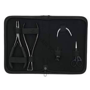 Kit complet d'outils pour extensions capillaires noir : Pince de retrait Microlink, Pince à sertir les perles, Pince à boucle de tirage, Mini ciseaux et Aiguilles à coudre - Product Image 6