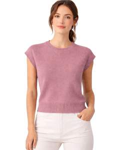 Pull sans manches en tricot mauve pour femme, style floral, doux et léger, gilet décontracté pour le printemps et l'été, vêtement tendance pour femme - Product Image 1