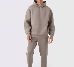 Conjunto Deportivo Informal de Verano para Hombre, Talla Grande, Personalizado, de Felpa Ligera, 100% Algodón, Dos Piezas, Sudadera con Capucha y Pantalones Acampanados - Product Image 1