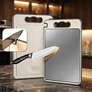 Planche à découper en acier inoxydable de qualité commerciale avec poignée, planche à découper de cuisine durable pour la viande, le poisson et les légumes - Product Image 4