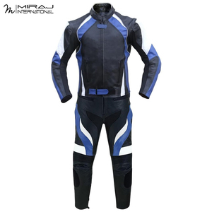 Traje de Motociclismo de Cuero de Alto Rendimiento en Color Azul y Negro para Pilotos de Carreras, Diseño Transpirable y Protector, Trajes Deportivos para Hombre - Product Image 2