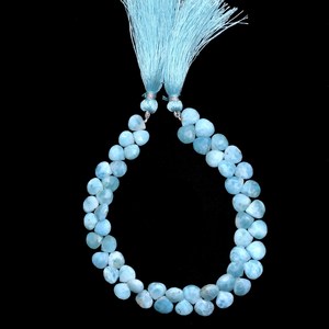 Cuentas facetadas en forma de corazón de Larimar AAA+ de 7 mm, cuentas sueltas de Larimar natural dominicana, piedra semipreciosa para la fabricación de joyas. - Product Image 2
