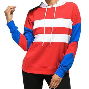 Sudadera con capucha de manga larga con detalle de cordón de bloque de Color para mujer Sudadera con forro bordado estampado OEM de talla grande para invierno Talla XL - Product Image 1