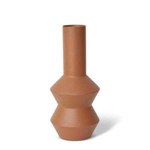 Vase Géométrique Abstrait Minimaliste en Fer Texturé Orange Rouillé – Pot de Fleurs d'Art Contemporain pour Bureau, Mariage, Maison - Product Image 1