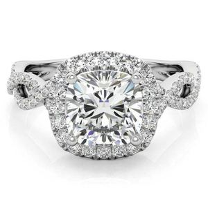 Anillo de Moissanita Corte Cojín, Plata de Ley 925, Chapado en Oro Blanco, Anillo de Compromiso Solitario, Regalo de Boda para Ella - Product Image 1