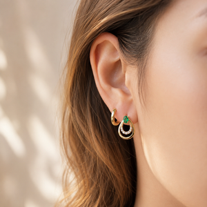 Pendientes de Piedras Preciosas Ovaladas Verdes, Pendientes de Moissanita Chapados en Oro Amarillo de 10K, Joyería con Microincrustaciones de Diamantes para Mujer - Product Image 6