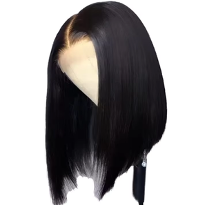 วิกผมบ๊อบตรงแบบหนาแน่น 180% พร้อมเชือกผูกผมแบบโปร่งใส 5x5  ทำจากผมแท้เวียดนามแบบ Virgin  ถักแบบ Single Knot สีดำธรรมชาติ - Product Image 1